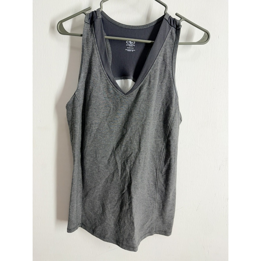 Athletic Works Gray Racerback Tank Top Built-in Bra Mesh Back XL 16-18 WN9517D